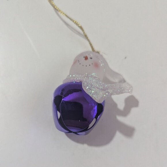 Jingle Buddies Purple Snowman Bell Ornament Festive Holiday Decor 3” Hanging Acc - Picture 5 of 7